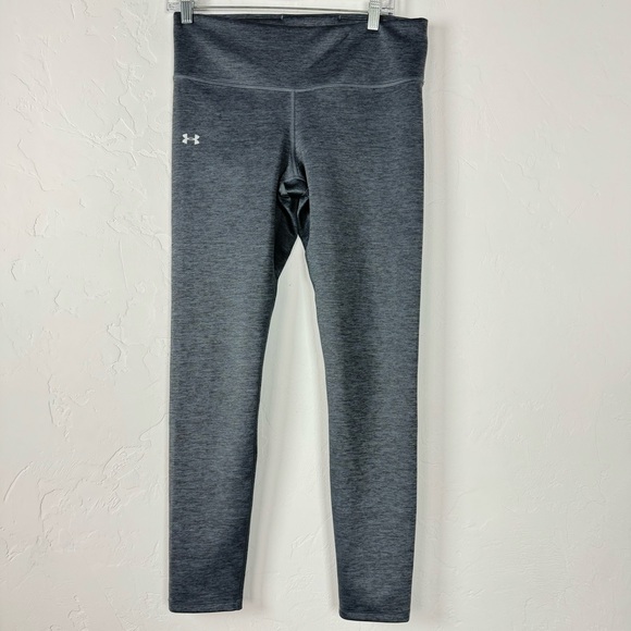 UA Under Armour Leggings Knit Heather Marled Grey Compression Coldgear Workout - Picture 1 of 9